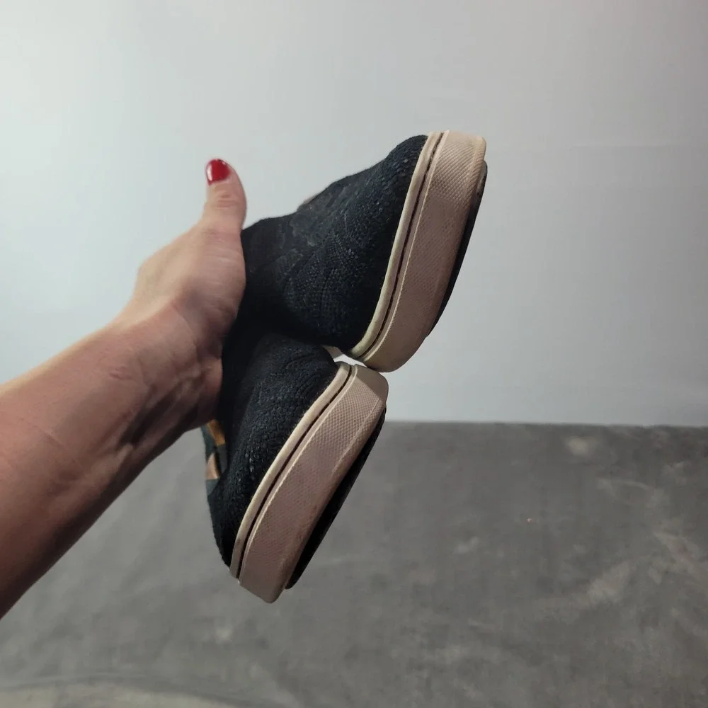 Olukai Pehuea Black Textured‎ Suede Slip On Sneakers Drop In Heel Womens